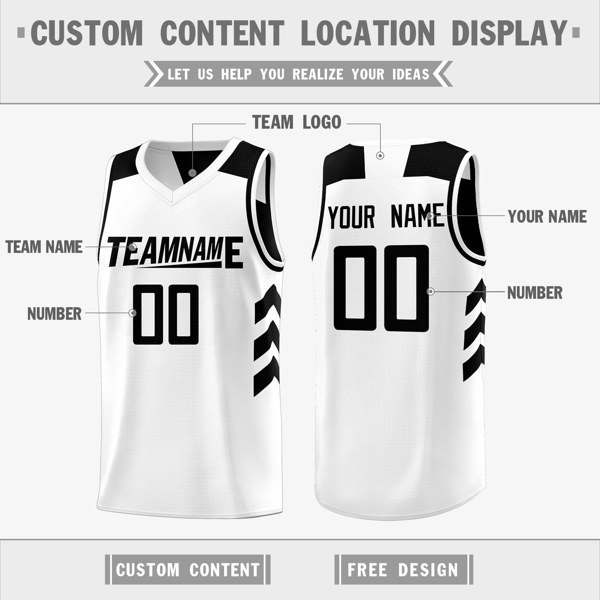 Custom Black White Reversible Tops Basketball Jersey | Custom Reversible Basketball Jerseys with Numbers