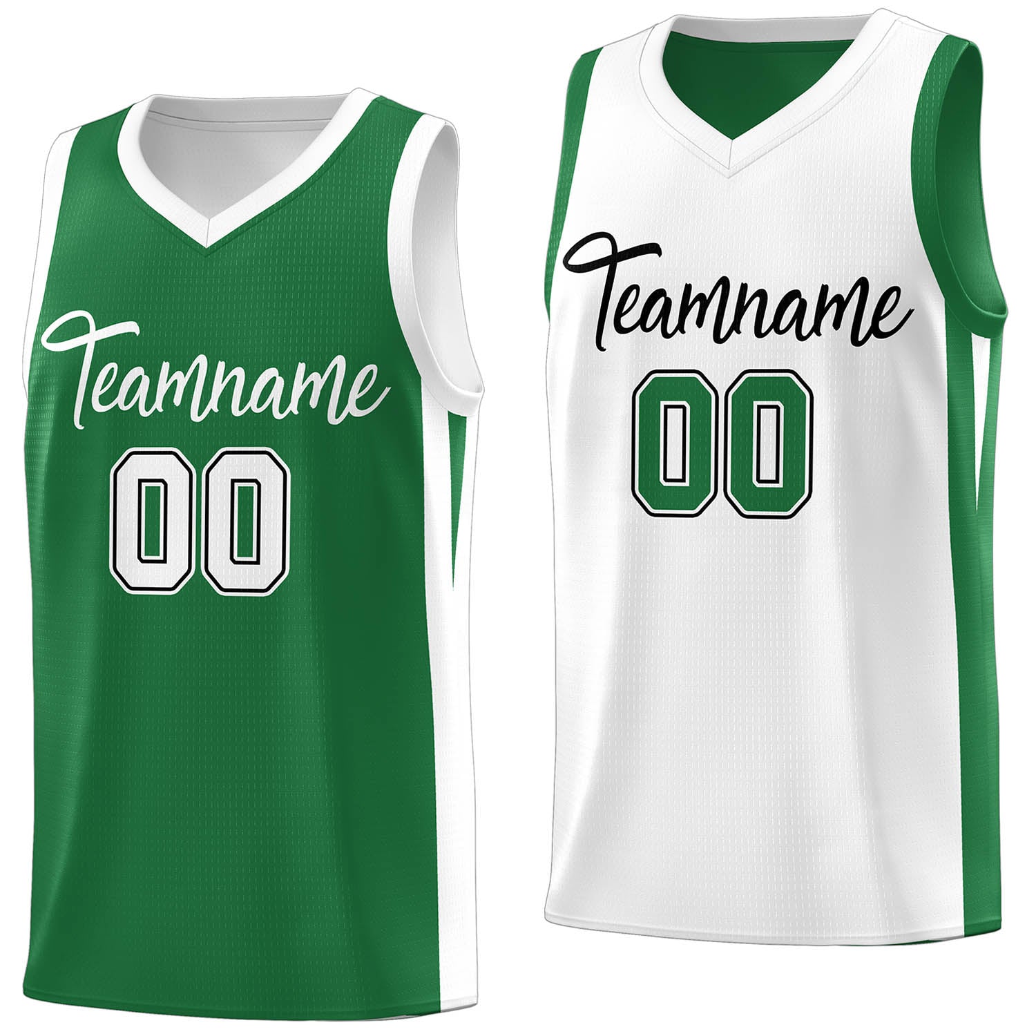 Custom Green White Double Side Tops Basketball Jersey