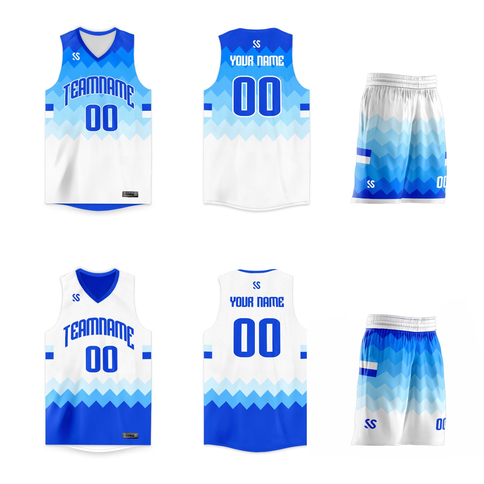 Custom Light Blue Double Side Sets Sportswear Basketball Jersey