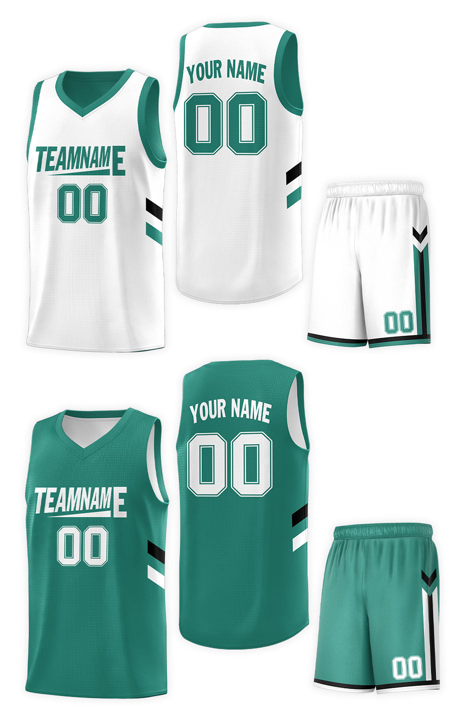 Custom Green White Double Side Sets Design Sportswear Basketball Jersey