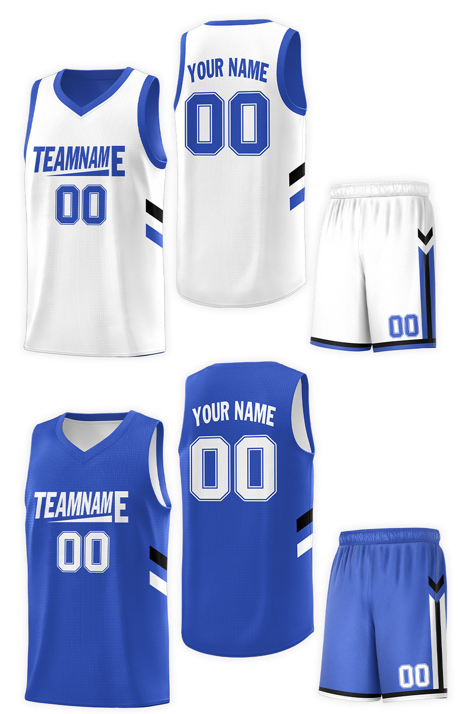Custom White Royal Double Side Sets Design Sportswear Basketball Jersey