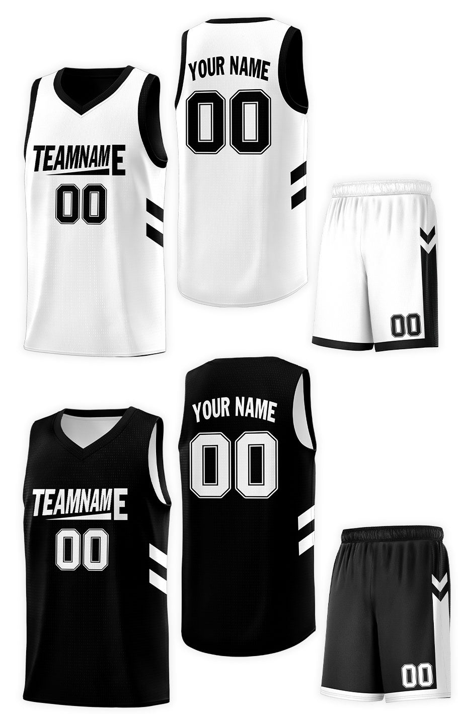 Custom White Black Double Side Sets Design Sportswear Basketball Jersey