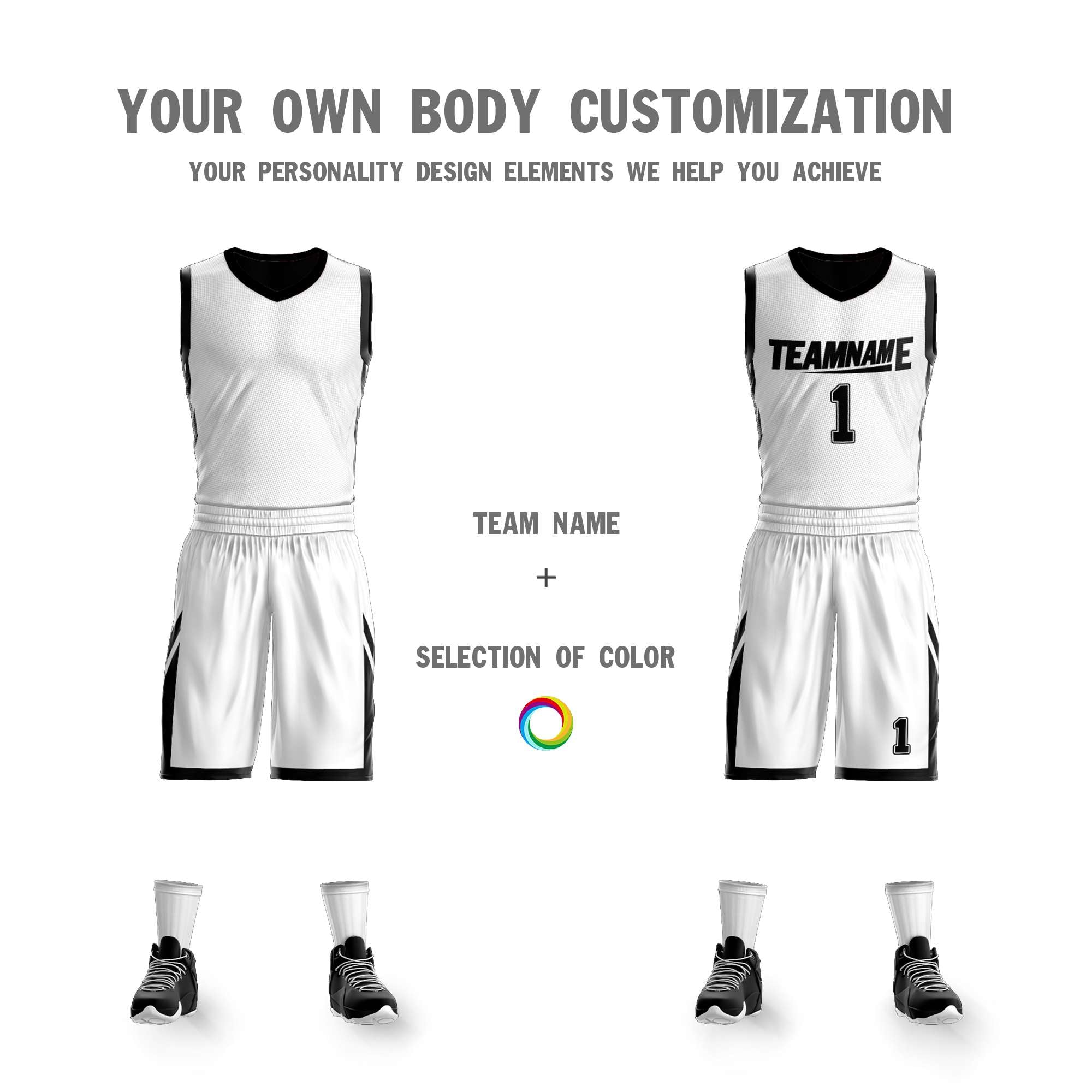 Custom White Black Double Side Sets Design Sportswear Basketball Jersey
