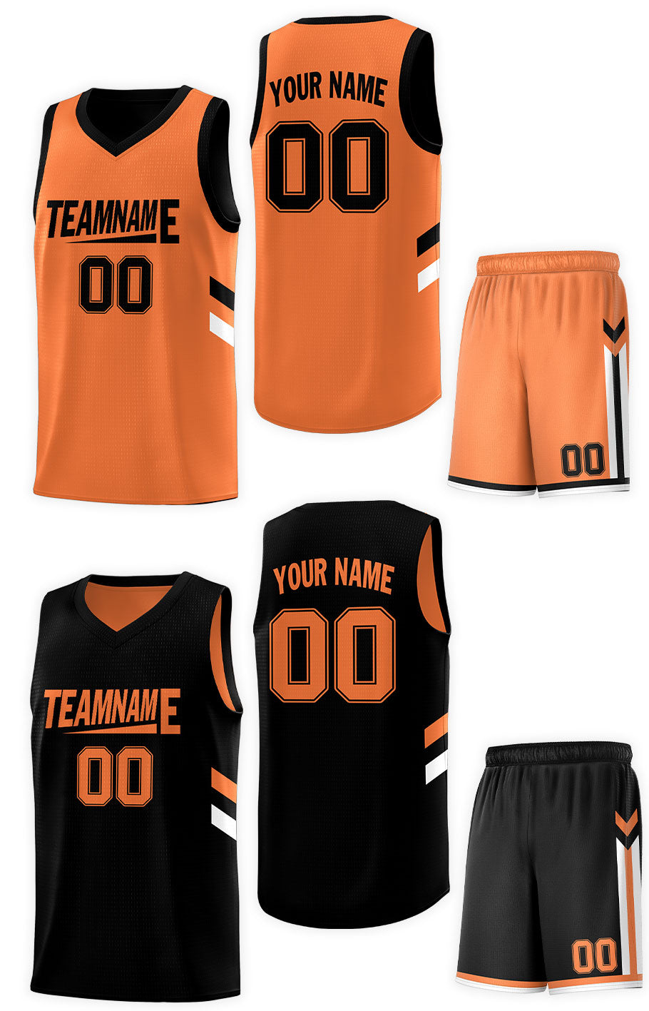 Custom Black Orange Double Side Sets Design Sportswear Basketball Jersey