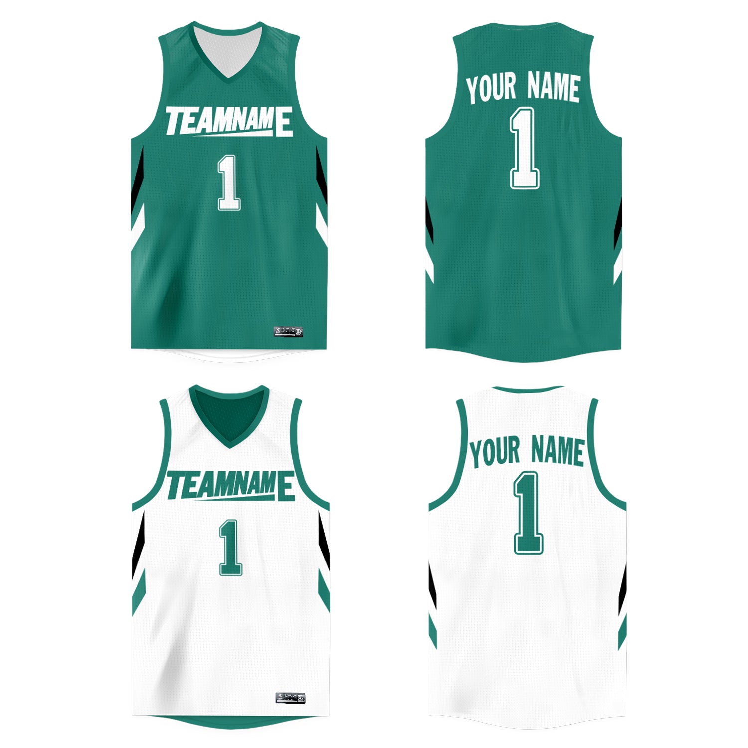 Custom Teal White  Double Side Tops Athletic Basketball Jersey