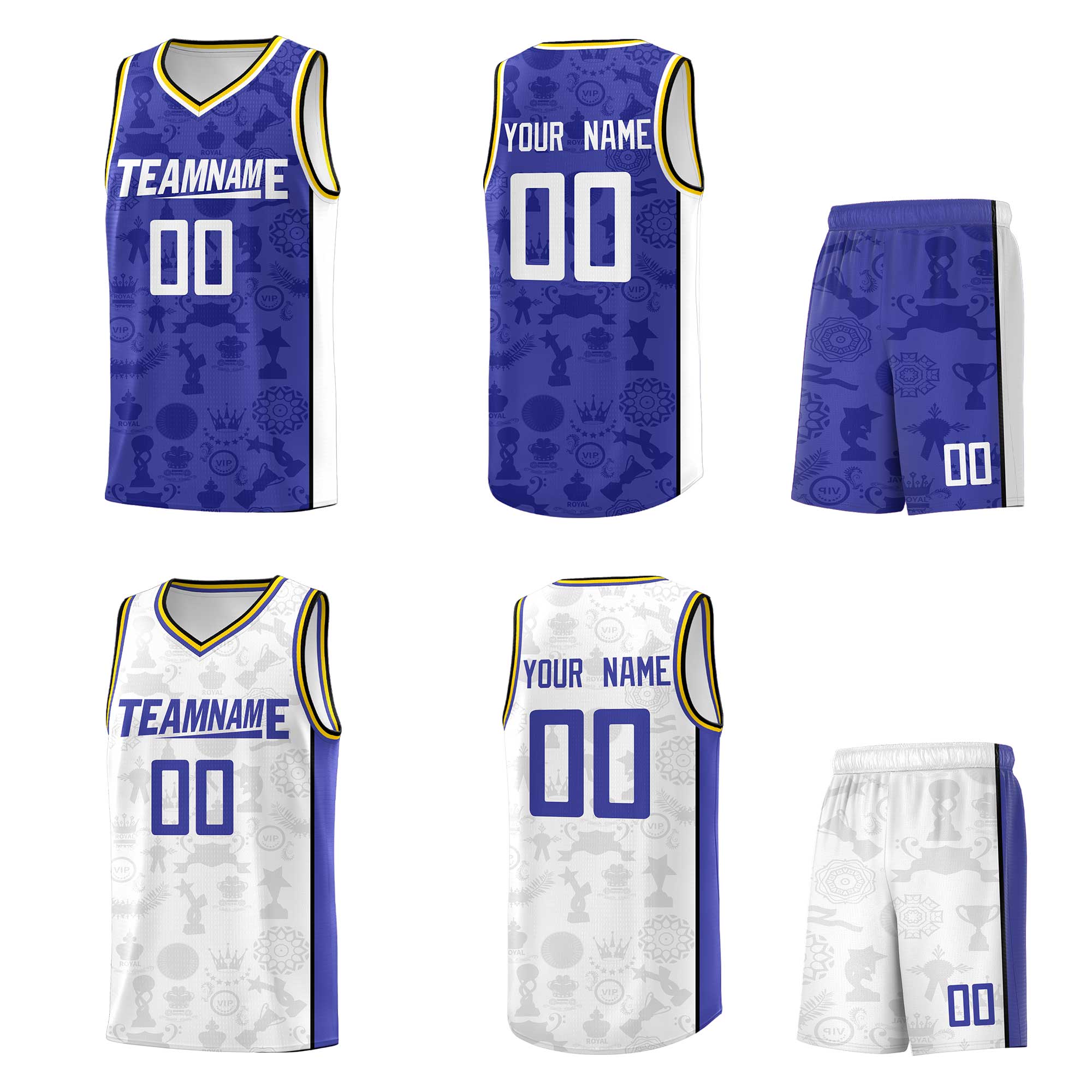 Custom Blue White Double Side Sets Basketball Jersey