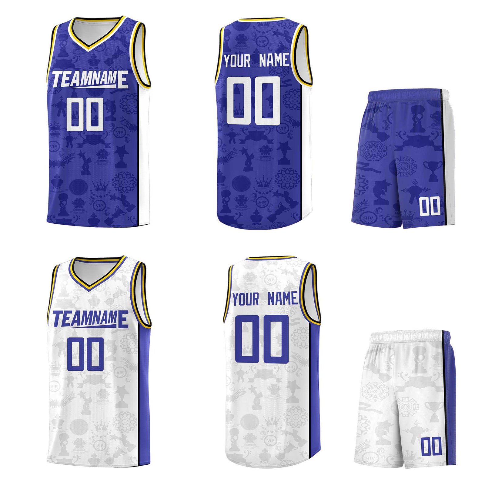 Custom White Blue Double Side Sets Basketball Jersey