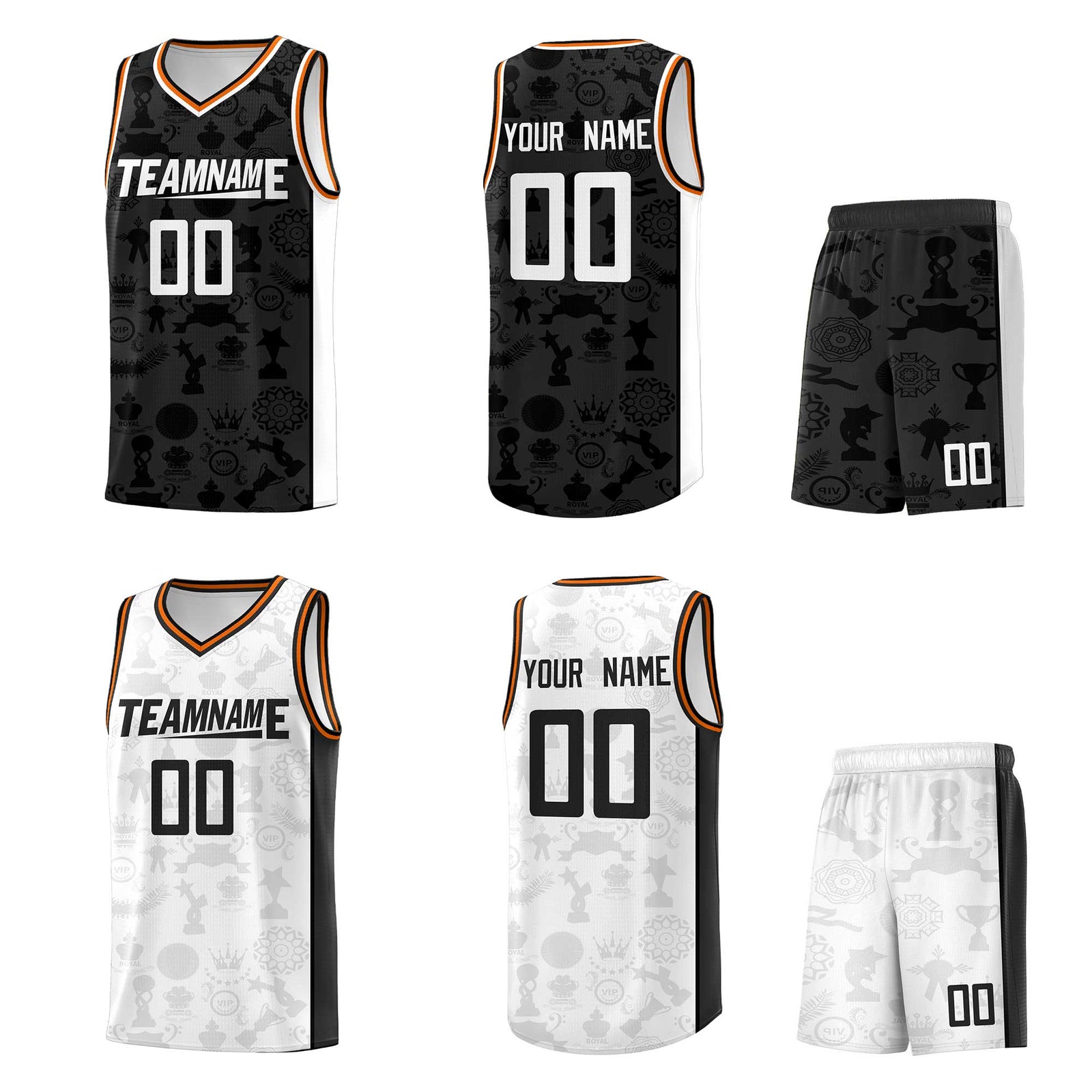 Custom White Black Double Side Sets Basketball Jersey