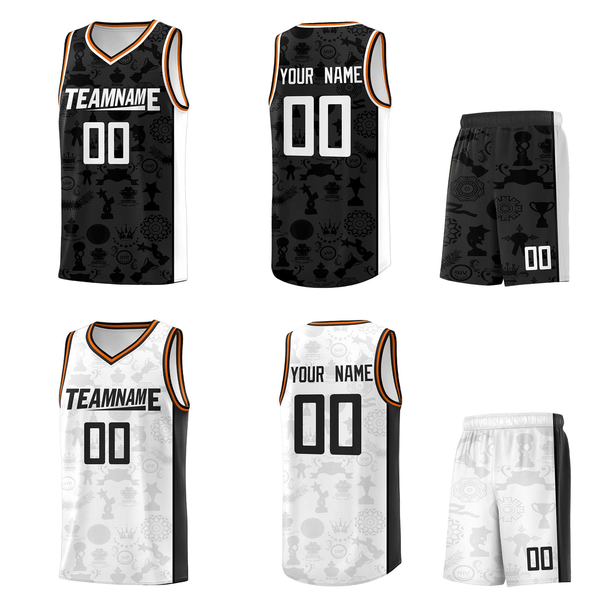 Custom White Black Double Side Sets Basketball Jersey