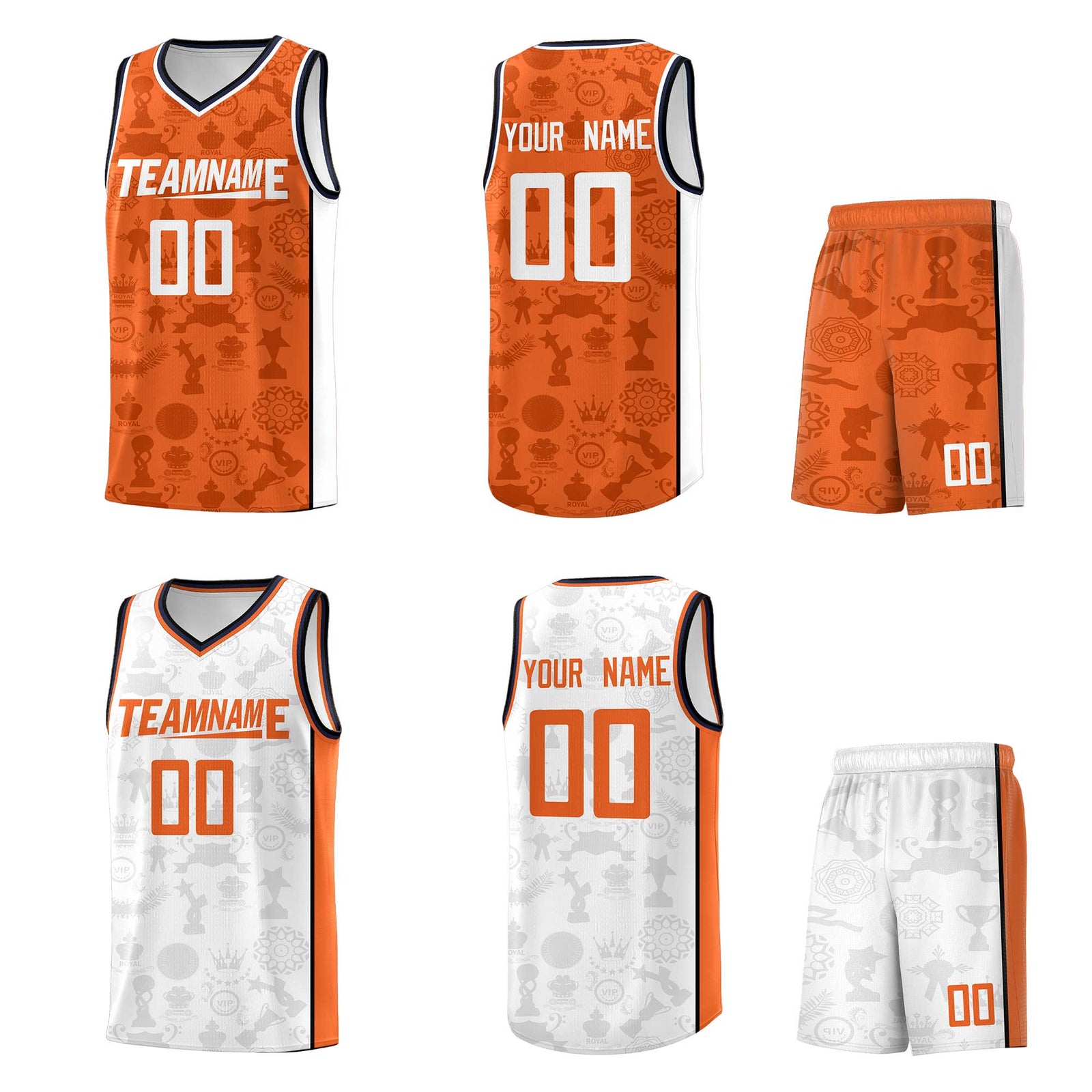 Custom White Orange Double Side Sets Basketball Jersey