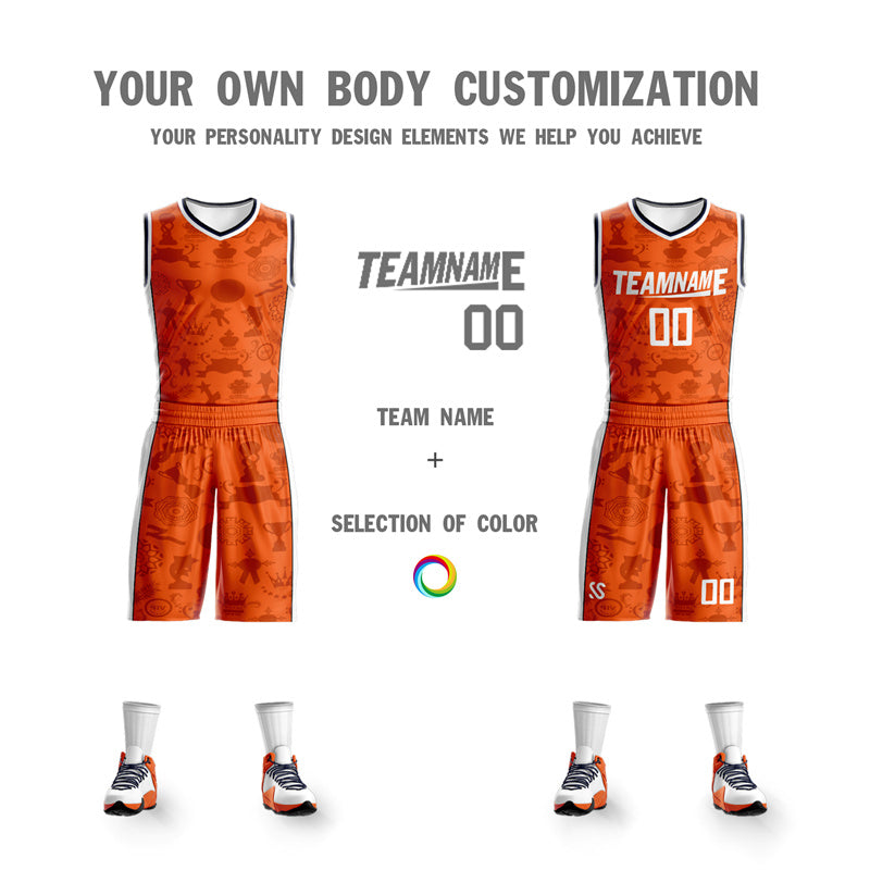 Custom Orange White Double Side Sets Basketball Jersey