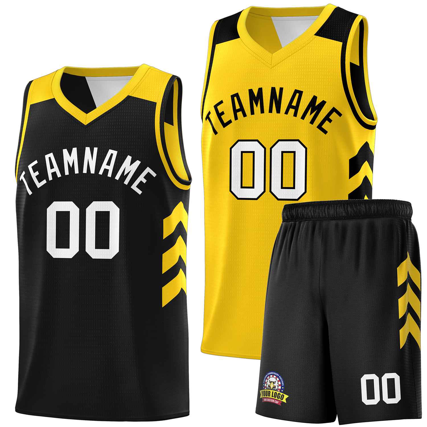 Custom Black Yellow Double Side Sets Personalized Basketball Jersey