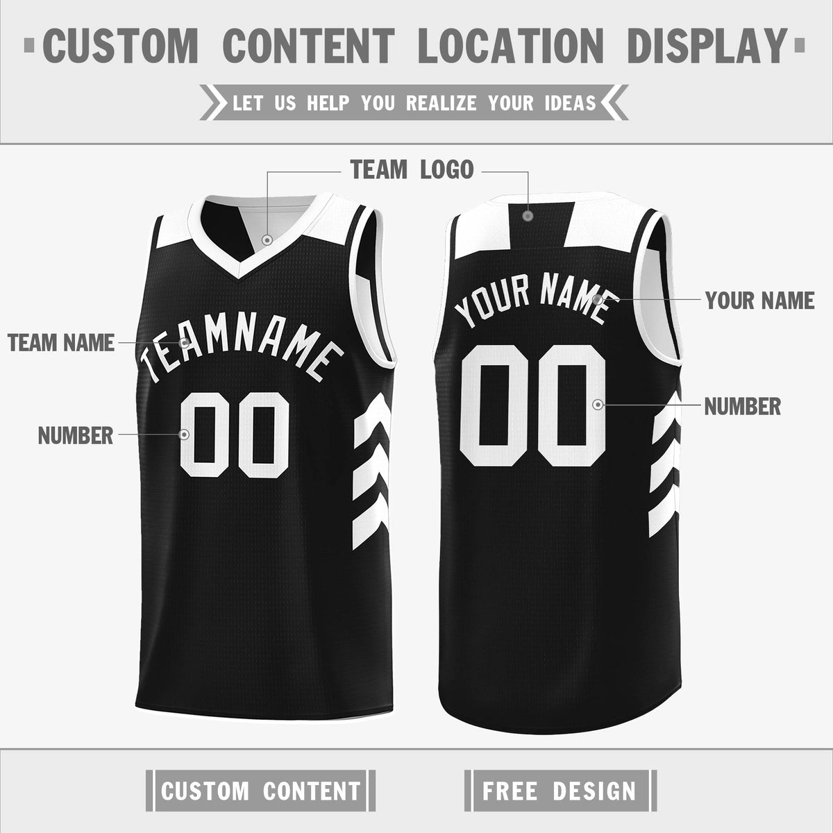 Custom Black White Reversible Tops Basketball Jersey | Custom Reversible Basketball Jerseys with Numbers