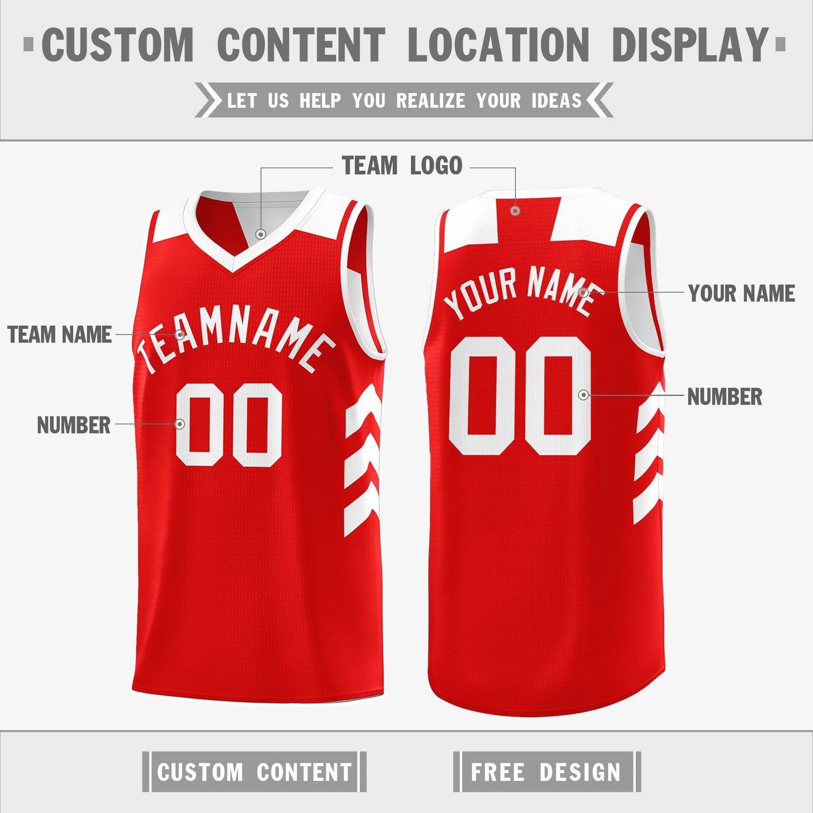 Custom Red White Reversible Double Side Tops Basketball Jersey
