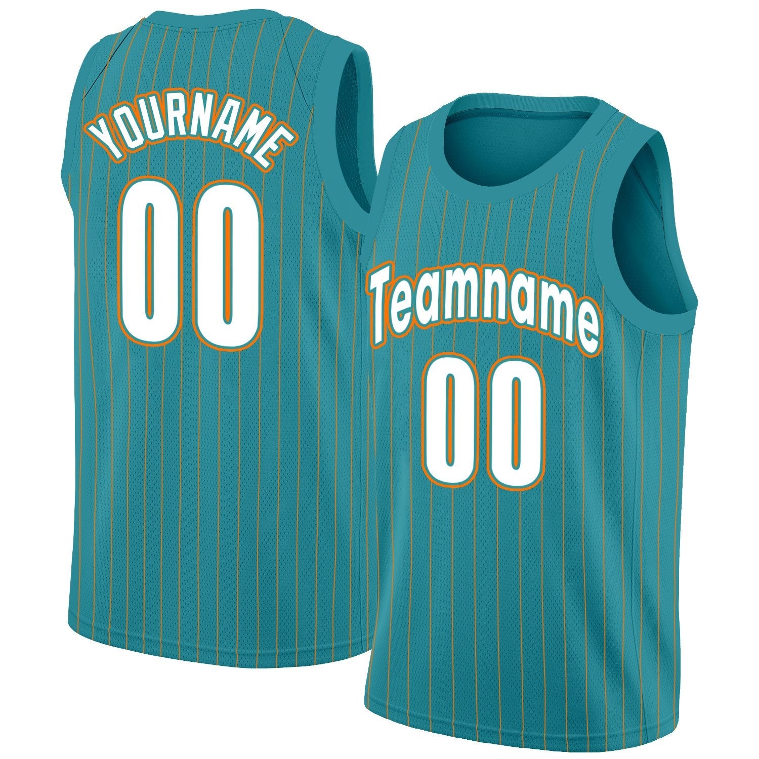 Custom Teal White Orange Stripe Fashion Tops Men/Boy Basketball Jersey
