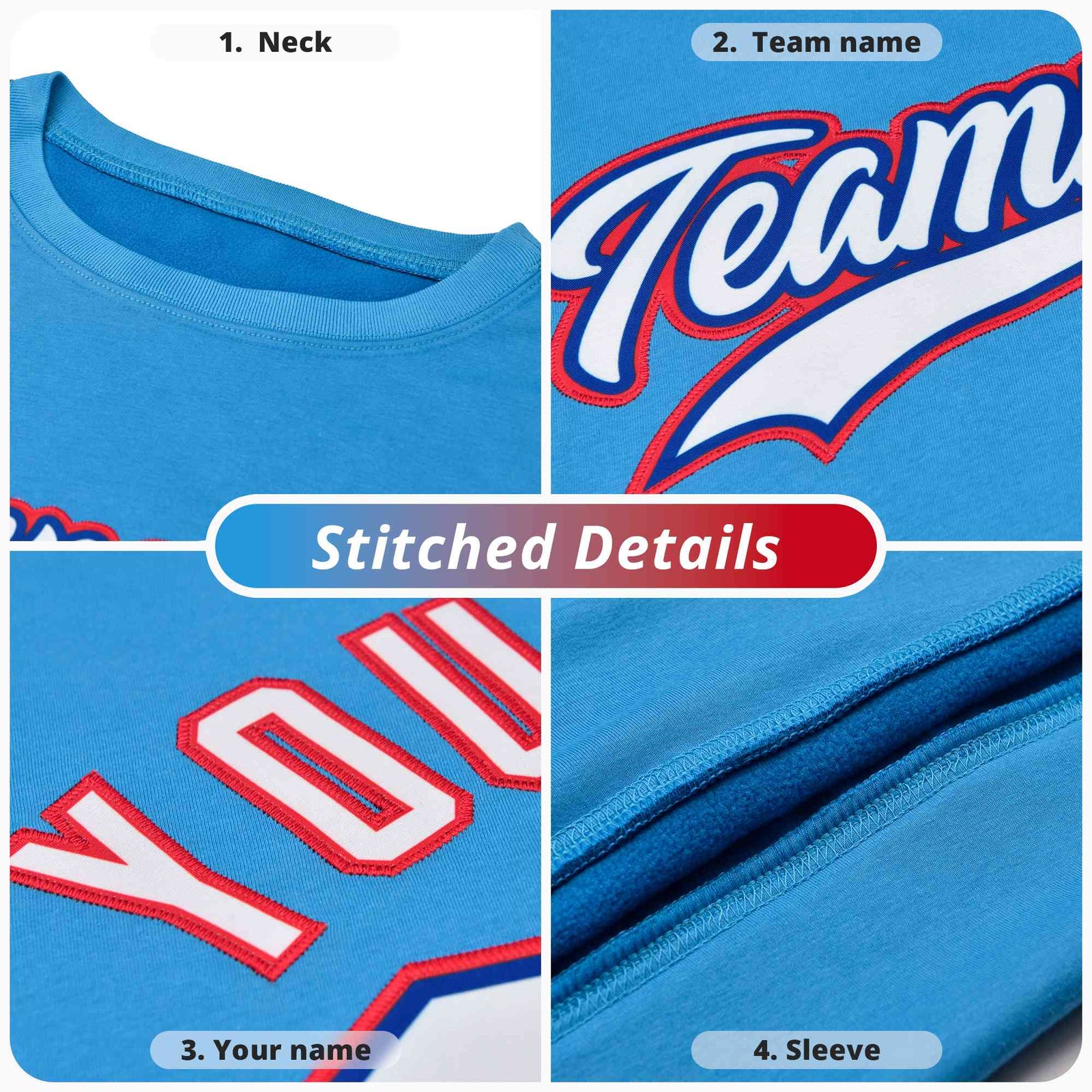 Custom Aqua Classic Style Personalized Uniform Pullover Hoodie