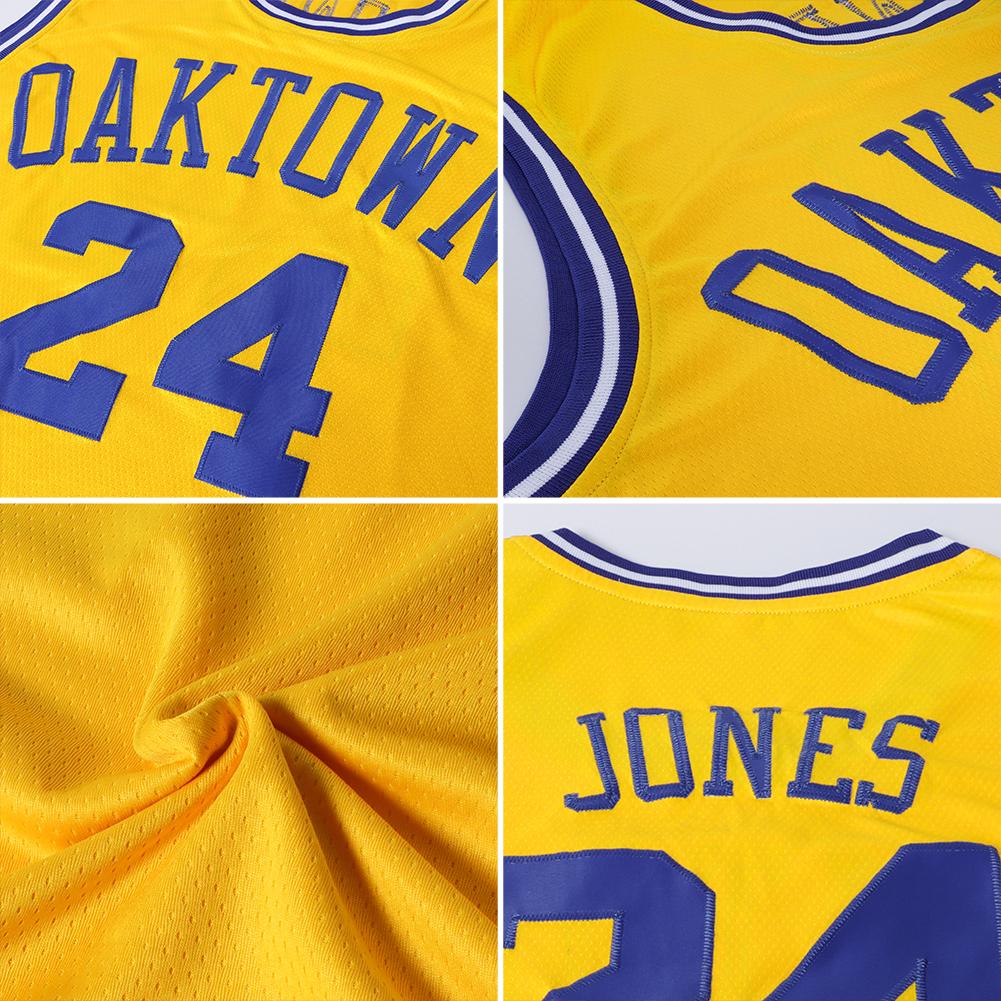 Custom Yellow Royal-White Classic Tops Mesh Sport Basketball Jersey