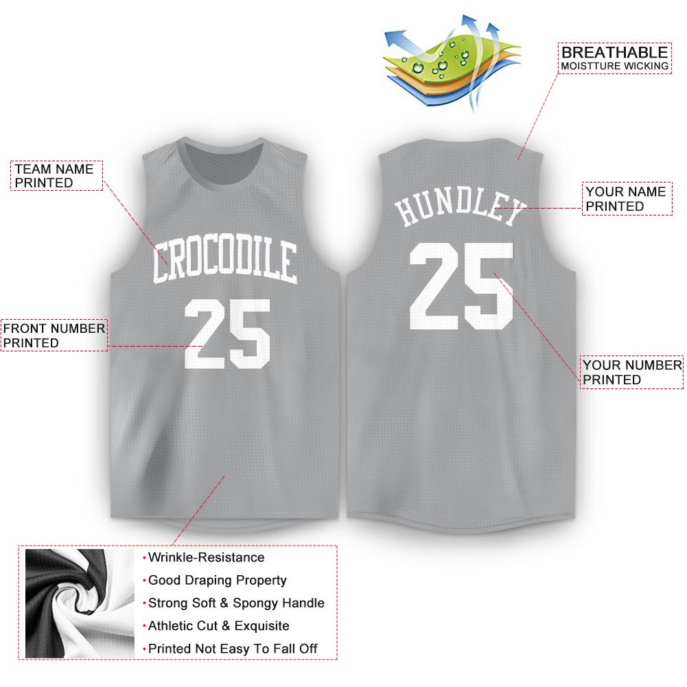 Custom Gray White Classic Tops Men/Boy Basketball Jersey