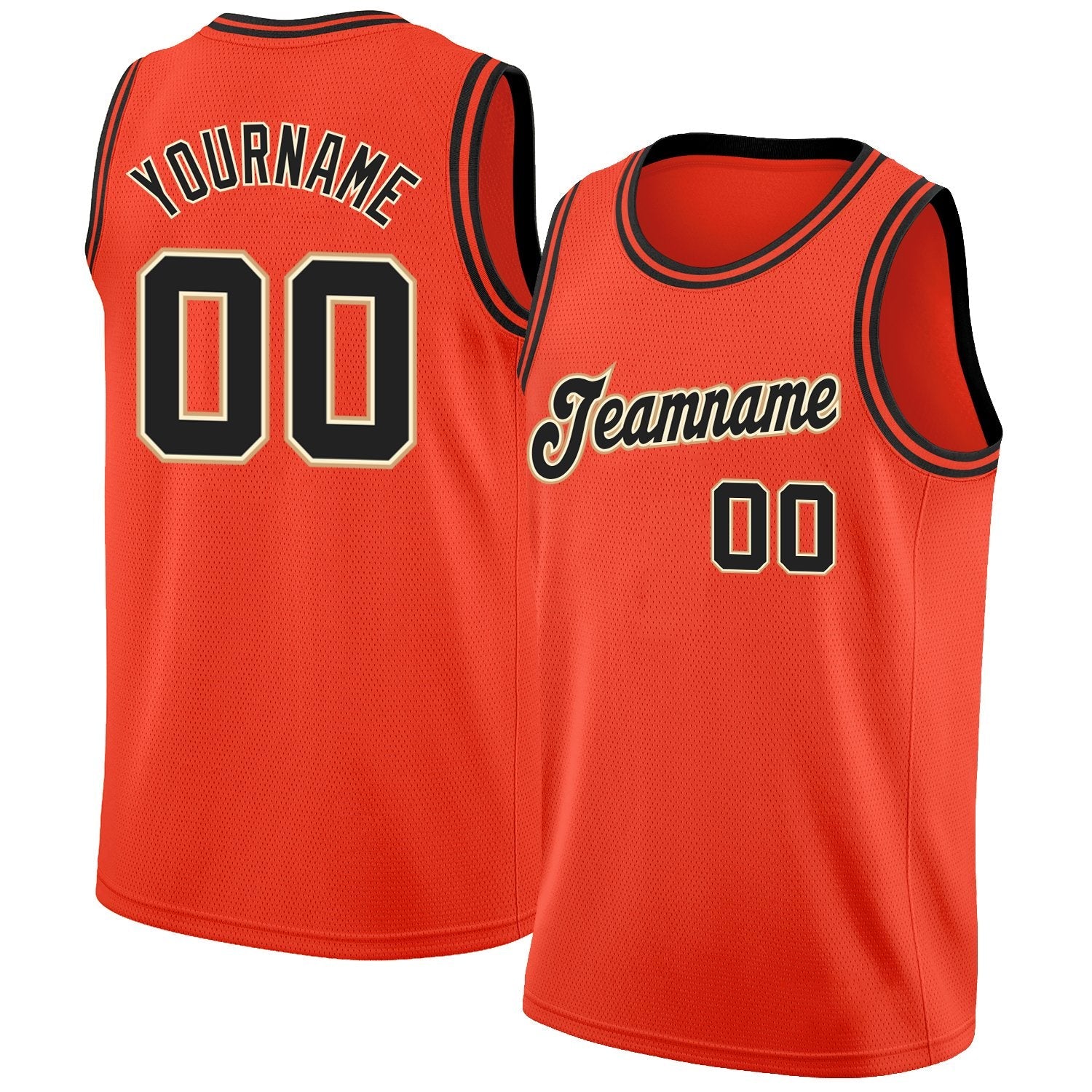 Custom Orange Black-Yellow Classic Tops Athletic Casual Basketball Jersey