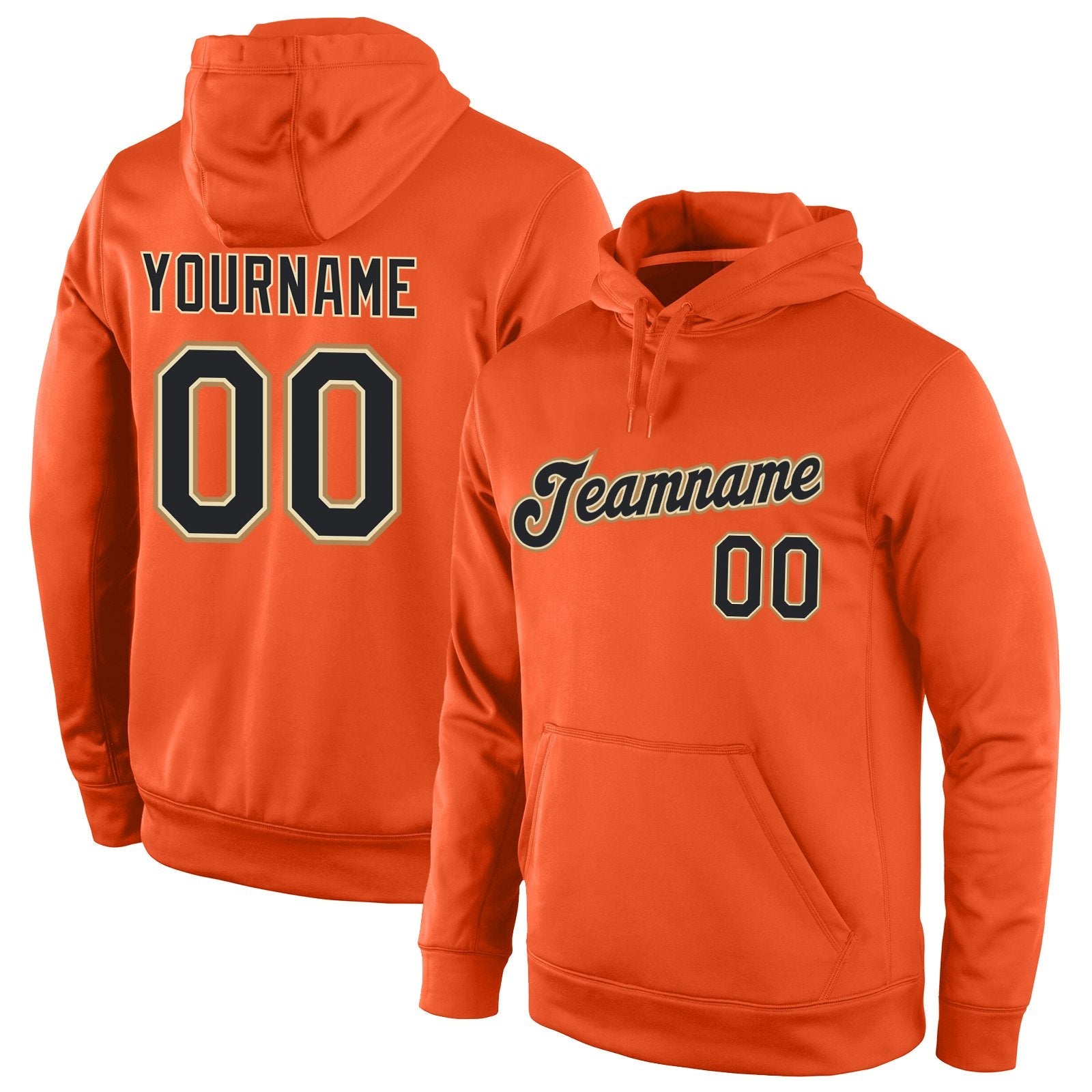 Custom Orange Black-Old Gold Classic Style Uniform Pullover Fashion Hoodie