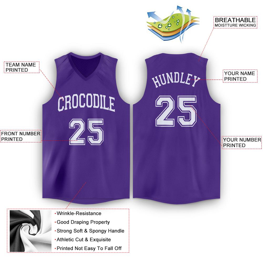 Custom Purple White Classic Tops Tank Top Basketball Jersey