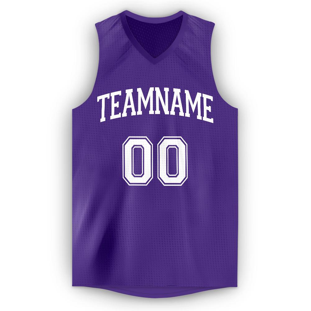Custom Purple White Classic Tops Tank Top Basketball Jersey