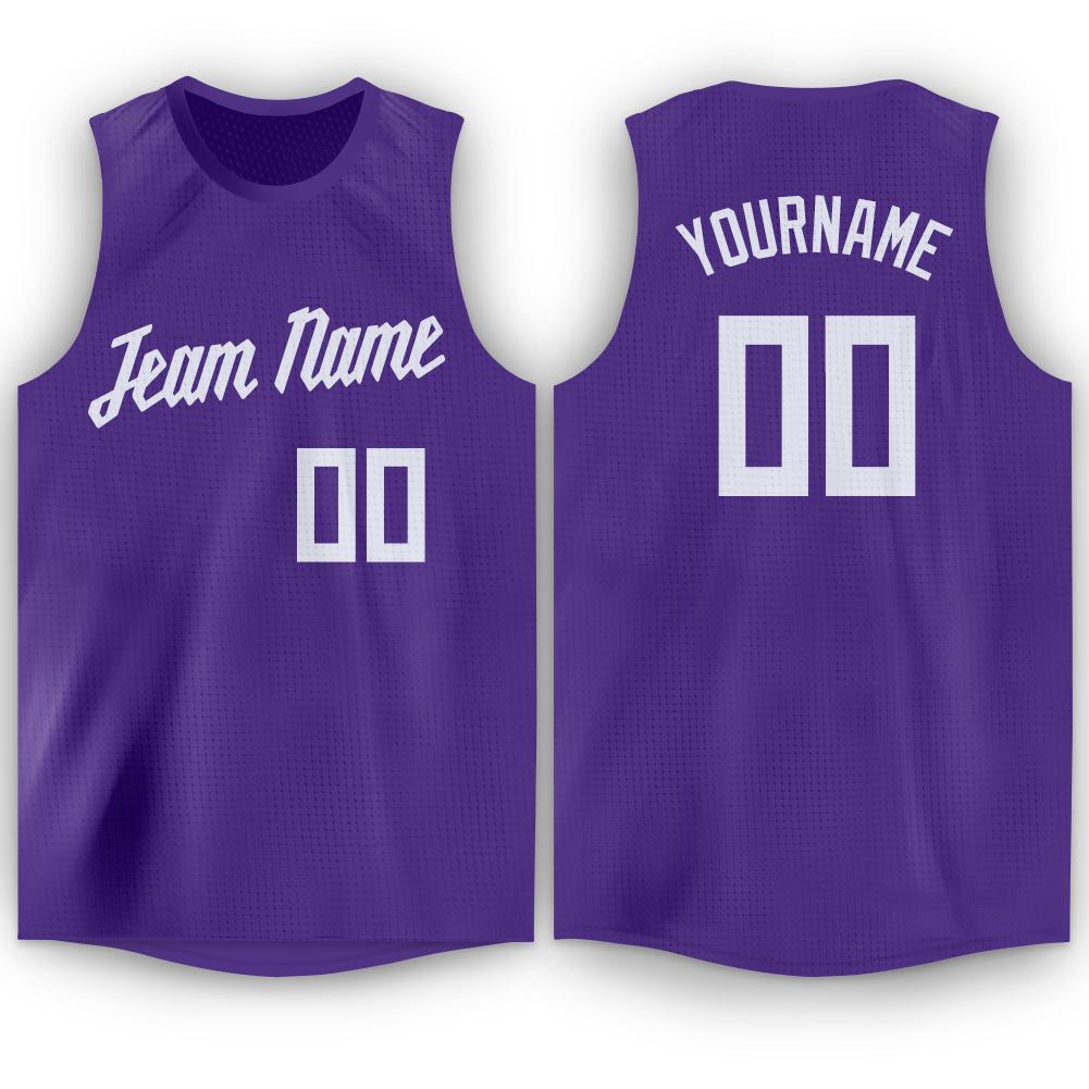 Custom Purple White Classic Tops Tank Top Basketball Jersey